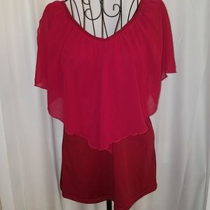 Boutique cold shoulder crimson red